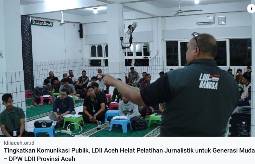 Siap Dongkrak Publikasi, LDII Aceh Gelar Pelatihan Jurnalistik untuk Generasi Muda